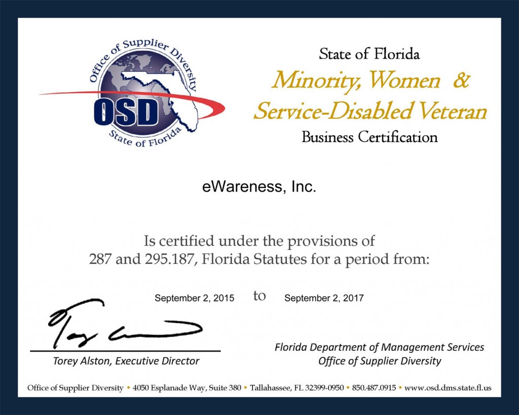 State of Florida Veteran Business Certification